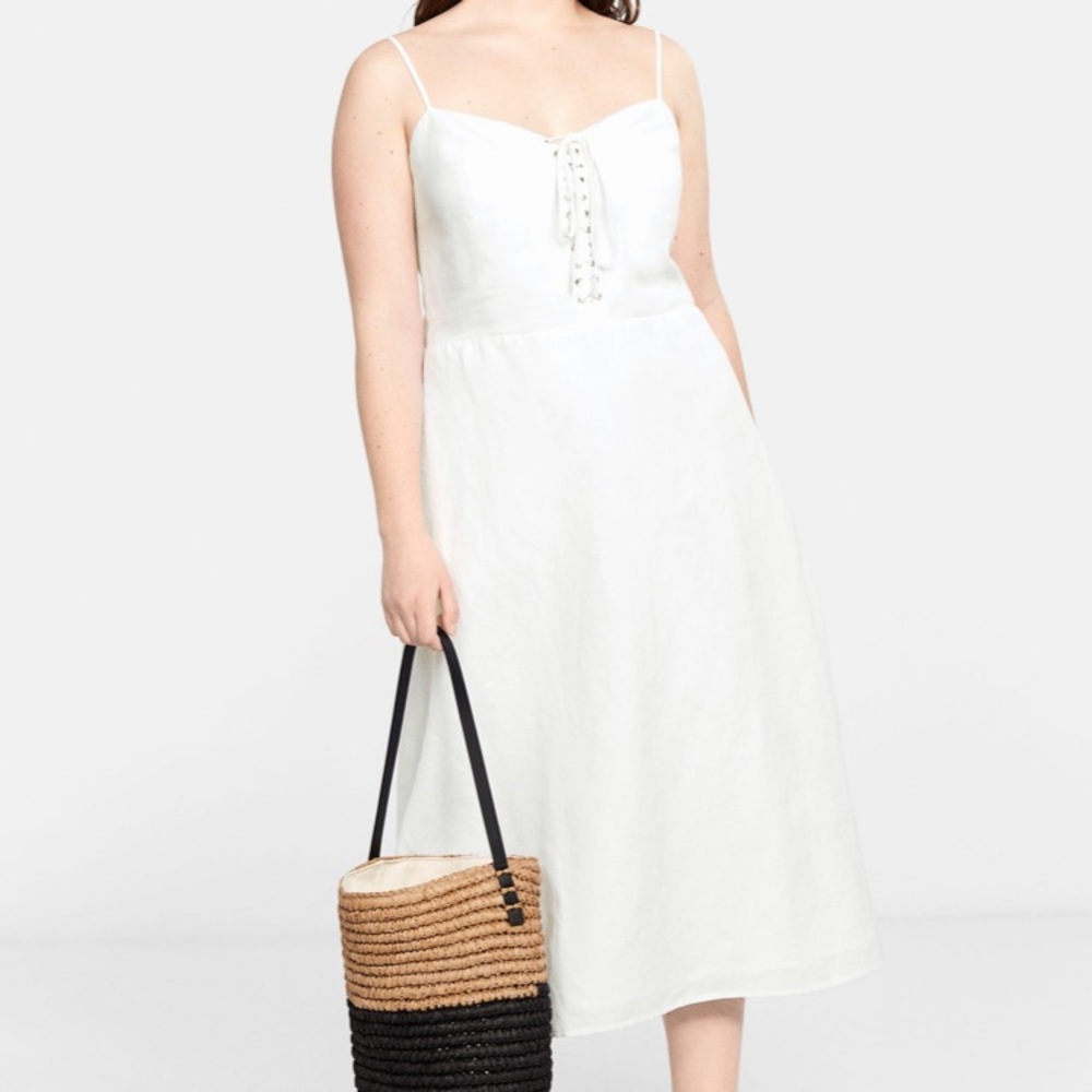 Violeta by Mango decorative strap white dress